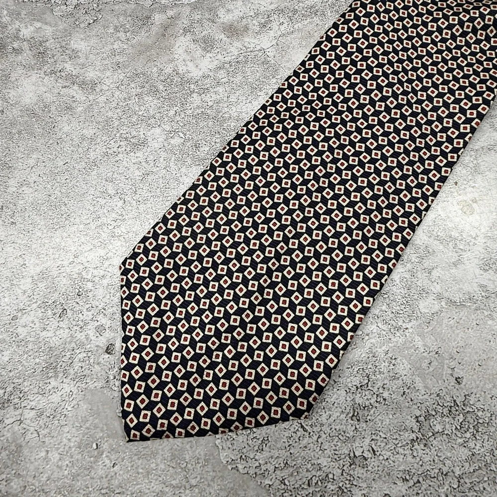 Polo By Ralph Lauren Silk Tie Mens One Size Blue Geometric Made In Italy Necktie